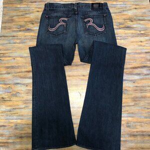 Rock & Republic Jeans Kasandra Embroidered Embellished Flare Womens Size 28